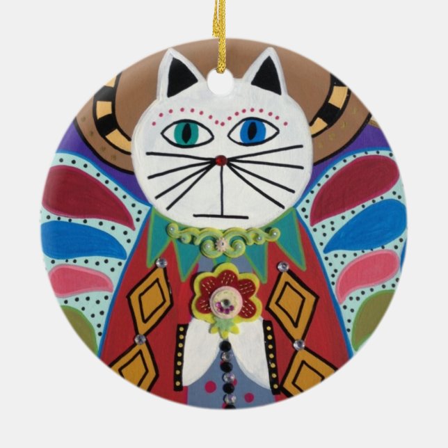 Ángel del gato del ornamento del arte de Kerri (Atrás)