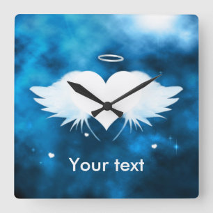 Ángel del reloj de pared del cuadrado del corazó