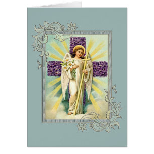 Ángel del vintage con la cruz púrpura