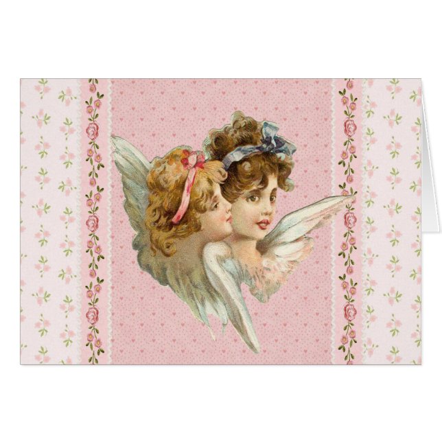 Ángel en fondo florecido rosado (Anverso (Horizontal))