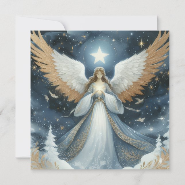 Ángel en la noche de Navidad hermoso (Anverso)