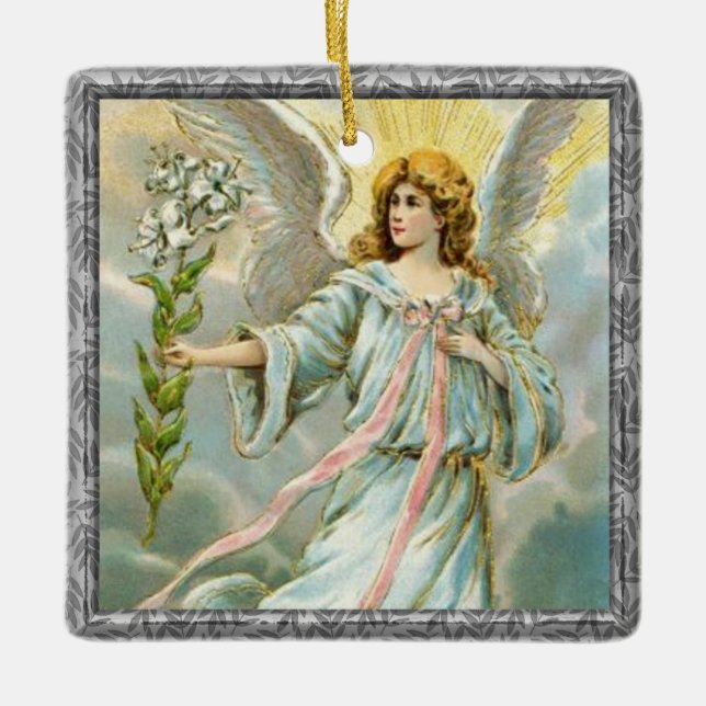 Ángel En Ornamento De Cerámica Azul (Anverso)