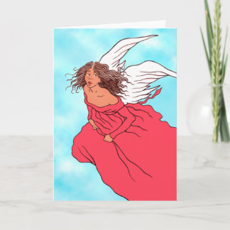 "Ángel en" tarjeta de felicitación roja