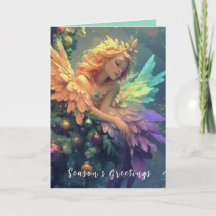 Angel en una tarjeta de árbol de Navidad