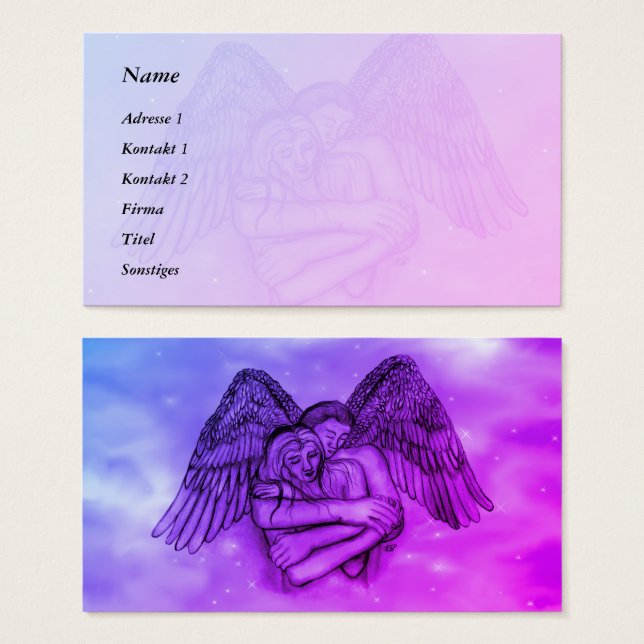 Angel Eros en las tarjetas de visita de amor (Anverso y reverso)