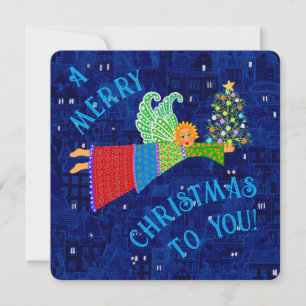 Ángel Feliz Navidad con Tarjeta de vacaciones plan