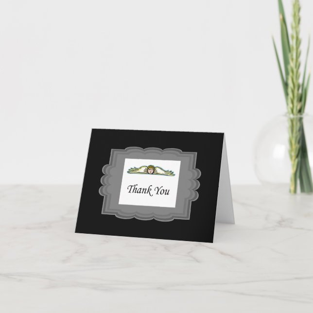 Angel Gracias Tarjeta Con Borde Gris (Anverso)