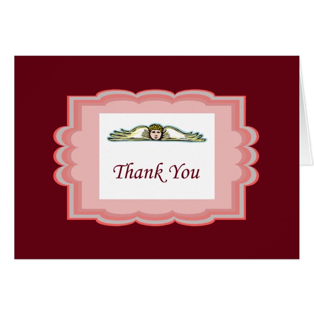 Angel Gracias Tarjeta Con Borde Rojo (Anverso (Horizontal))