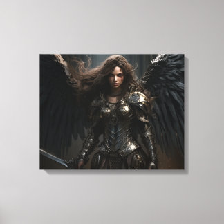 Angel Knight femenino oscuro - impresión de tela e