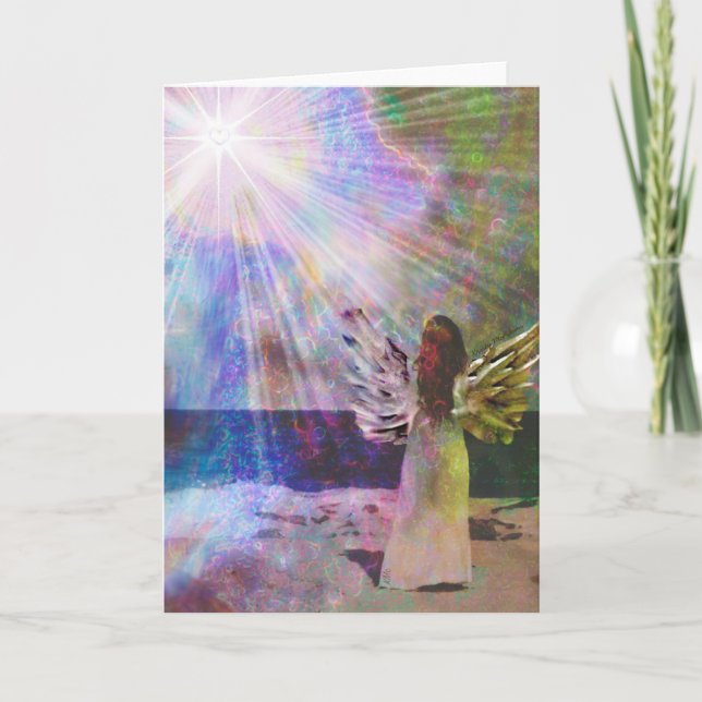 Angel Mirando a la tarjeta de saludo Heaven Heart  (Anverso)