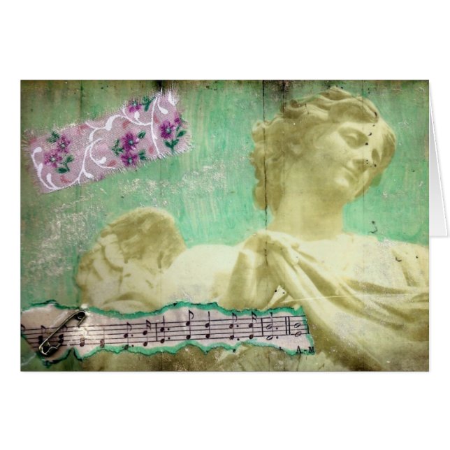Angel Mixed Media Collage Light Green Background (Anverso (Horizontal))