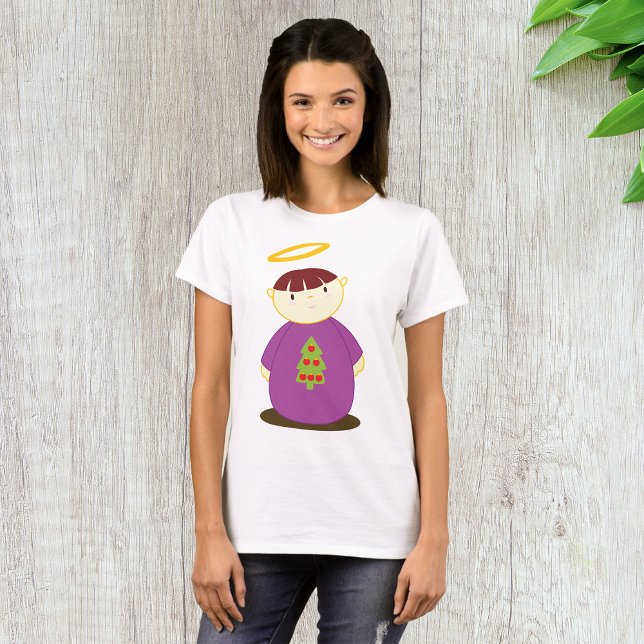 Ángel navidad En Camiseta Morada De Mujeres (Subido por el creador)