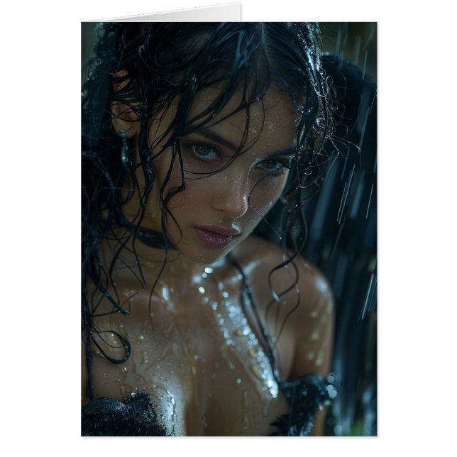 Ángel oscuro en la lluvia - Tarjeta de felicitació (Frente)