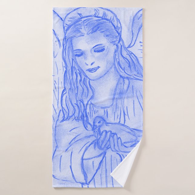 Ángel pacífico en azul claro (Toalla de baño)