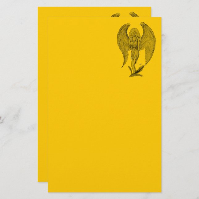 Ángel - papel de diseño negro y amarillo (Anverso / Reverso)