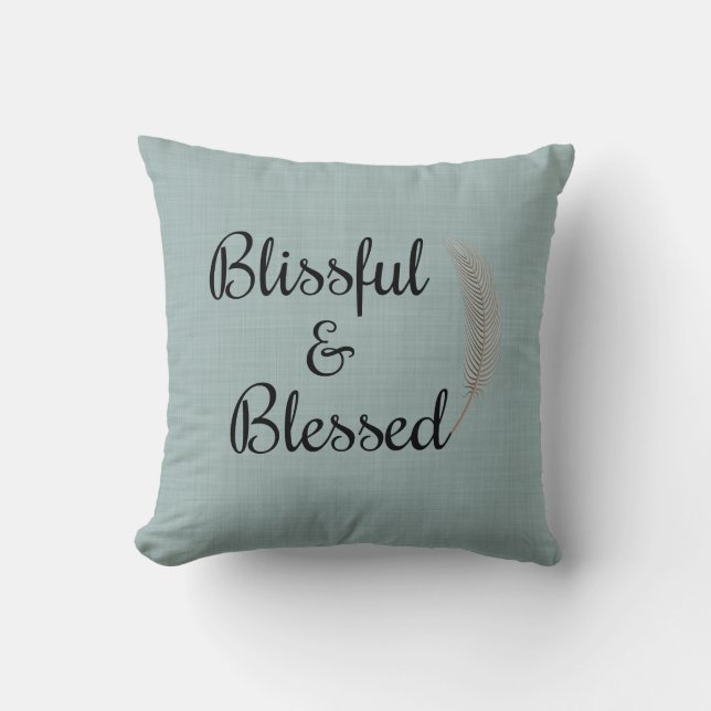 Ángel plumas azul lino verde azulado tira almohada (Anverso)