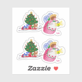 Angel Pulling Sled Pegatina