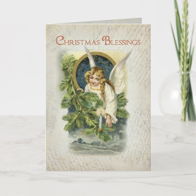 Ángel religioso del navidad del vintage (Anverso)