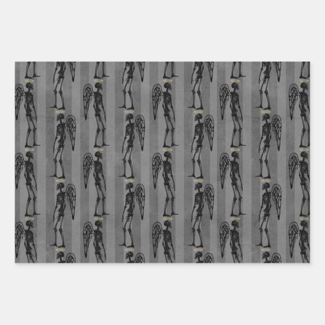 Angel Skeletons Navidades envolver papel (Anverso)