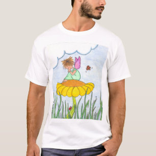 Ángel soñoliento en la camisa de la flor