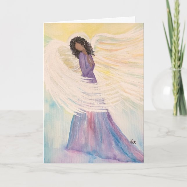 Angel, tarjeta de felicitación de Navidades plegad (Anverso)