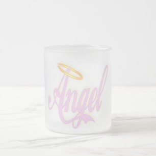 Ángel - taza del vidrio esmerilado