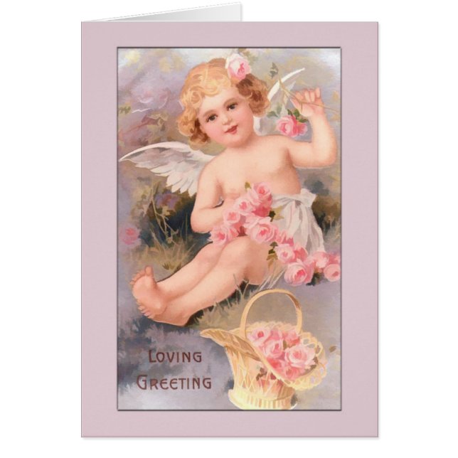 Angel vintage Card-Angel con Rosas (Frente)