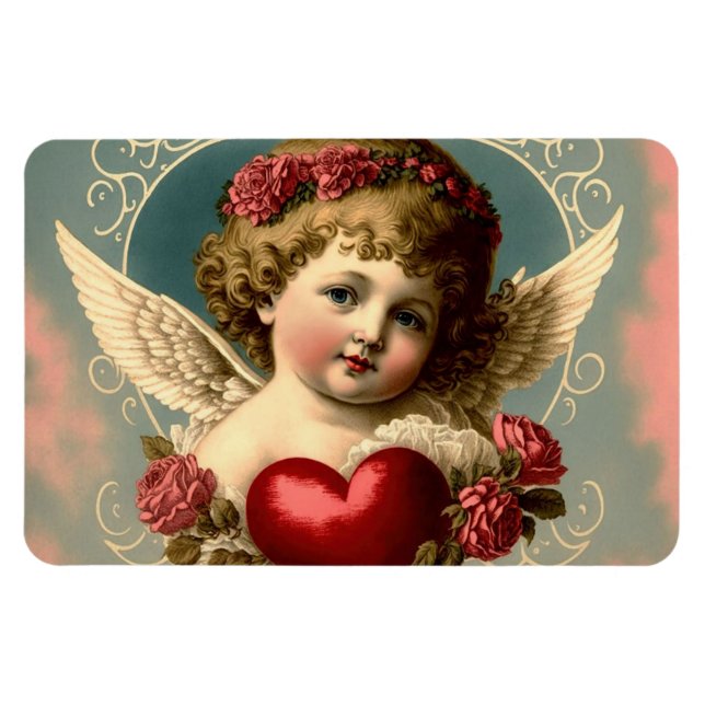 Ángel Vintage con imán cardíaco (Horizontal)