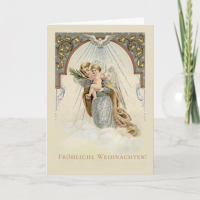 Ángel vintage con Jesús Navidad alemana (Anverso)