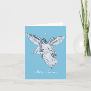 Ángel Vintage de Navidad con Mensaje en Azul Claro