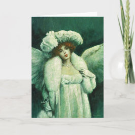 Ángel Vintage en tarjeta de felicitaciones blancas
