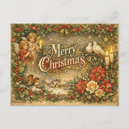 Ángel vintage querubín Feliz Navidad