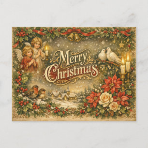 Ángel vintage querubín Feliz Navidad 