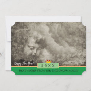 ¡Ángel Vintage y Feliz Año Nuevo! Tarjeta /20XX