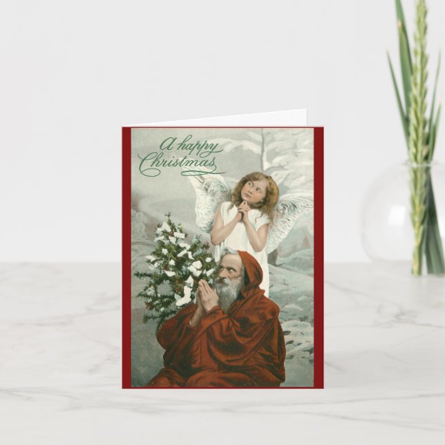 Ángel Vintage Y Tarjeta de vacaciones plegada Sant (Anverso)