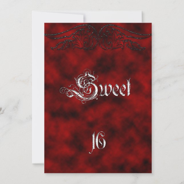 Angel Wing Sweet 16 Birthday Gótico Invitación (Anverso)