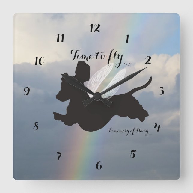 Ángel Wings Dachshund Reloj de pared conmemorativo (Anverso)