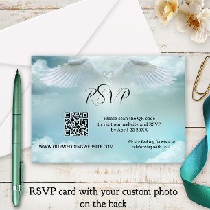 Angel Wings Dream Cloud QR Código Boda Tarjeta RSV