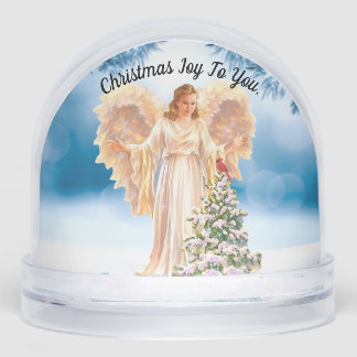 Angel With Tree Snow Globe