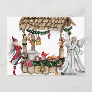 Ángel y elfo de Navidad de cuento de hadas en acua