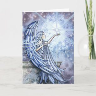 Ángel y estrella de tarjeta de Navidad