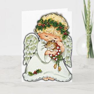 Ángel y gatito del navidad