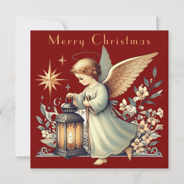 Ángel y linterna de Navidad vintage (Anverso)