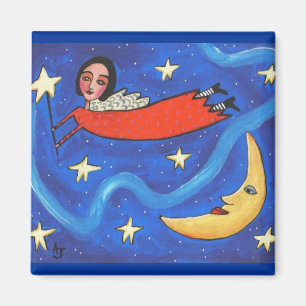 Ángel y luna - imán de la estrella
