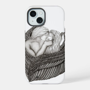 Ángeles besándose, diseño en blanco y negro