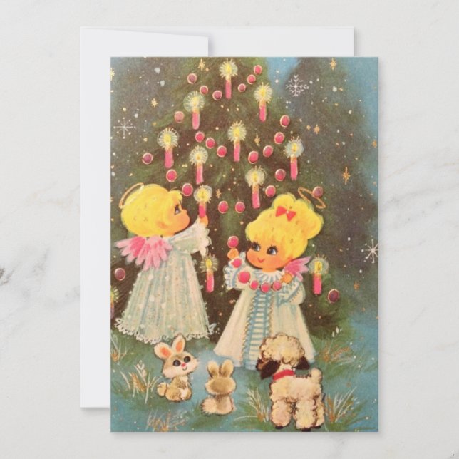 Ángeles de Navidad Vintage Retro Fiesta (Anverso)