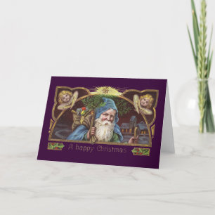 Ángeles de Santa Victorianos Azul Navidad Arte Ant