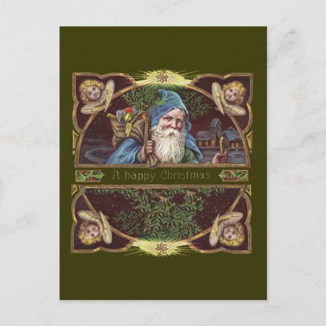 Ángeles de Santa Victorianos Navidad Azul Arte Ant (Anverso)