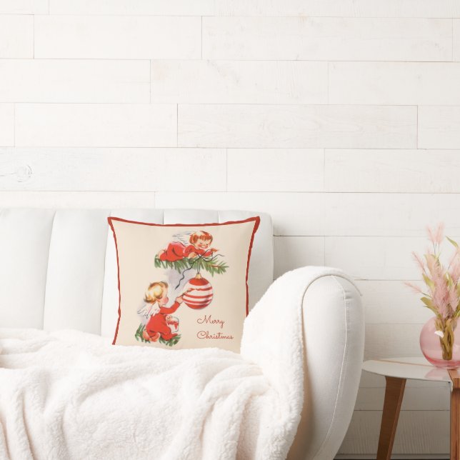 Ángeles decorando la almohada del árbol de Navidad (Sofá)