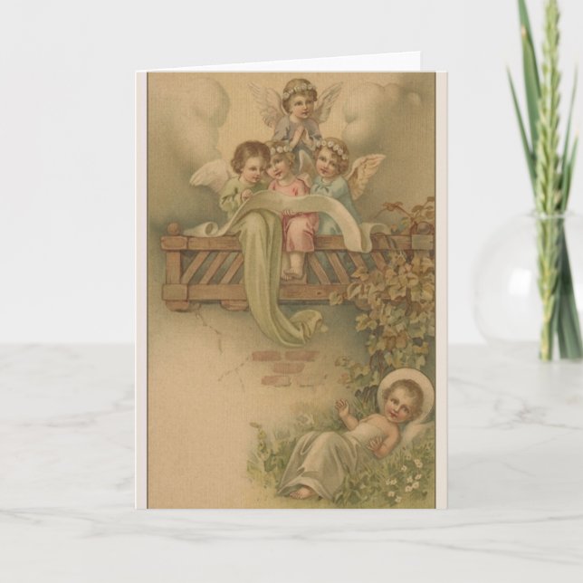 Ángeles del Victorian y tarjeta de Navidad de (Anverso)